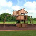 Complex Loc de Joaca din cedru SkyFORT ELITE Master- Centru cu tobogan si 3 nivele - Backyard Discovery